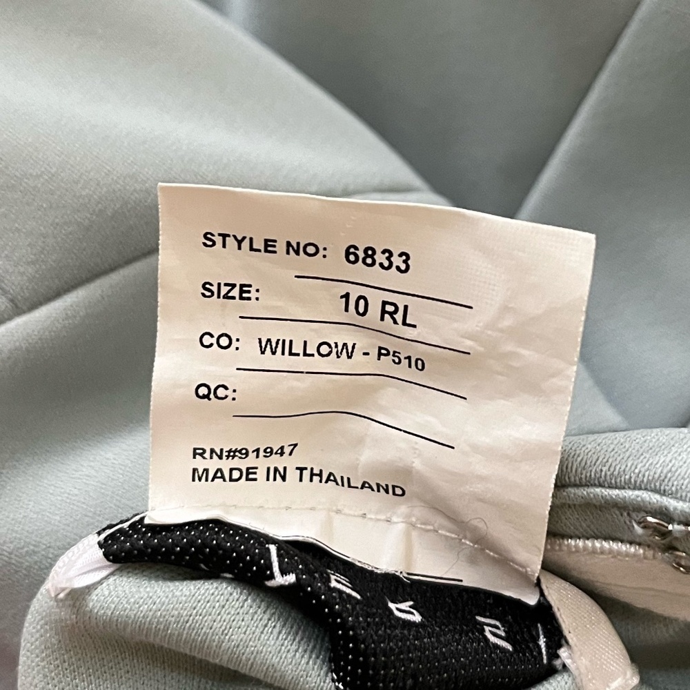 AFTER SIX | Wedding Guest Strapless Pleated Jumpsuit in Willow Green | Size 10 - Picture 7 of 8
